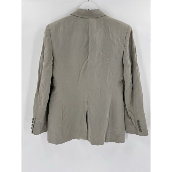 Vintage Ralph Lauren Pants Suit Womens 8/10 Gray Silk Linen 90s Pockets Pleated - Picture 4 of 16